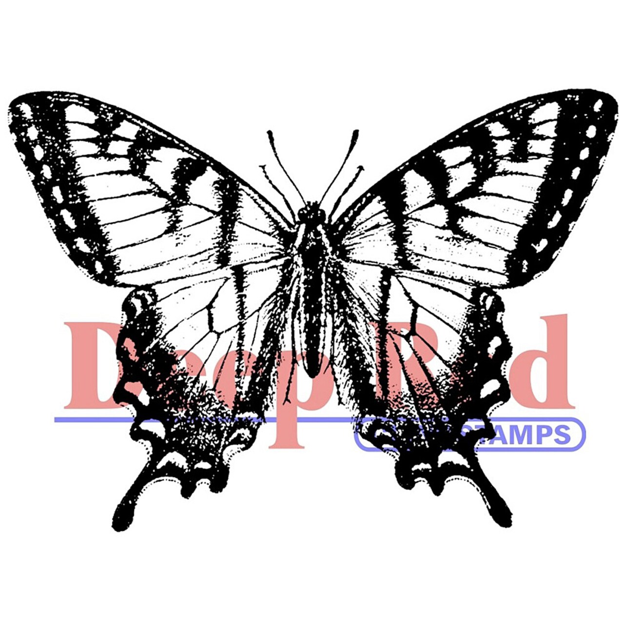 Deep Red Stamps Swallowtail Butterfly Rubber Cling Stamp 2.8 x 2 inches